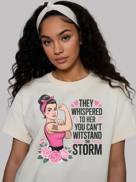 They Whispered to Her Shirt – Rosie Pink Ribbon Power Tee - Image 8