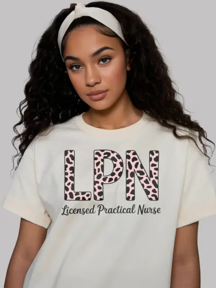 natural leopard print lpn shirt front cute gift for nurses