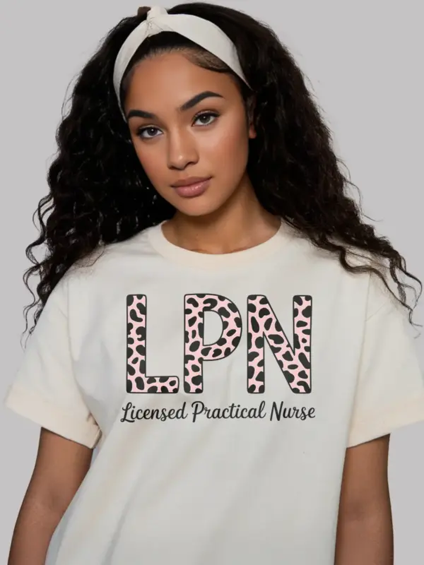 natural leopard print lpn shirt front cute gift for nurses