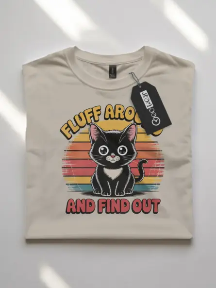 natural lifestyle photo fluff around vintage funny cat shirt for women