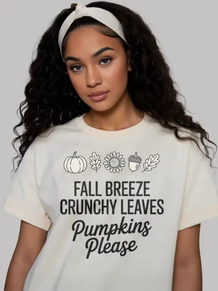 Minimalist Crunchy Leaves Shirt – Cozy Fall Breeze Graphic Tee - Image 9