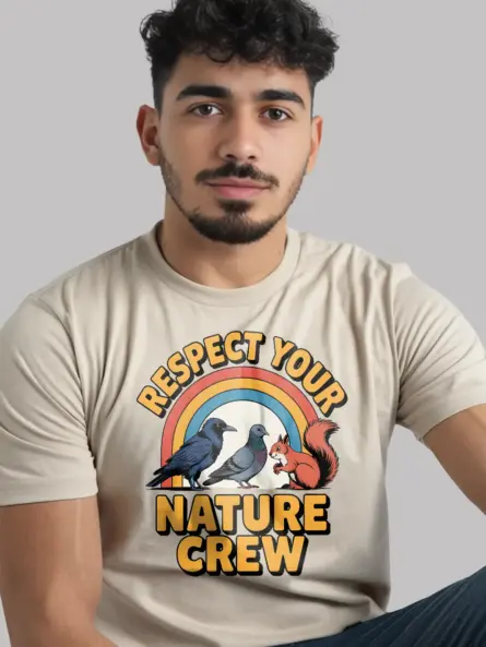 Eco Friendly Animal Crew T-Shirt Retro Rainbow Design - Image 9