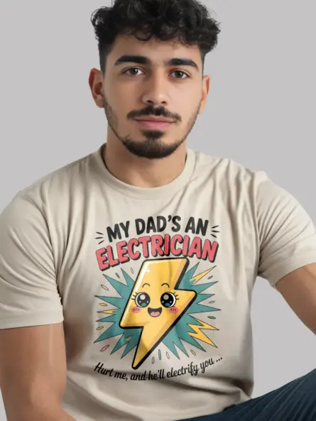 Adorable Electrician Dad Kids T-Shirt with Cartoon Bolt - Image 9