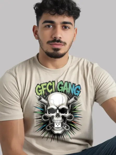 Electrician Skull T-Shirt GFCI Gang Graphic Tee - Image 12