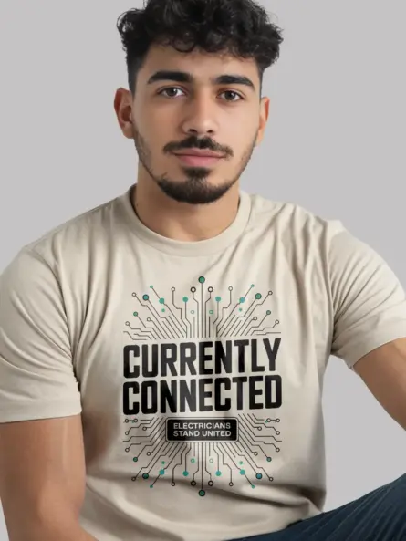 Electrician Solidarity T-Shirt – Currently Connected - Image 8