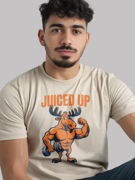 Funny Animal Workout Shirt – Juiced Up Moose Graphic Gym Tee - Image 9