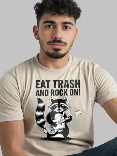 Funny Raccoon T-Shirt – Eat Trash and Rock On Punk Style - Image 9