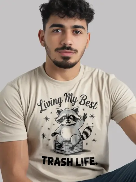 Shirt natural – Living My Best Trash Life – funny raccoon trash panda t-shirt