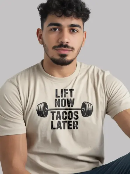 Lift Now Tacos Later Funny Taco Gym T-Shirt - Image 8