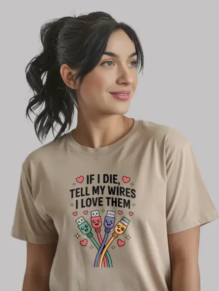 Funny Tech Lover T-Shirt with Cute Wires - Image 12