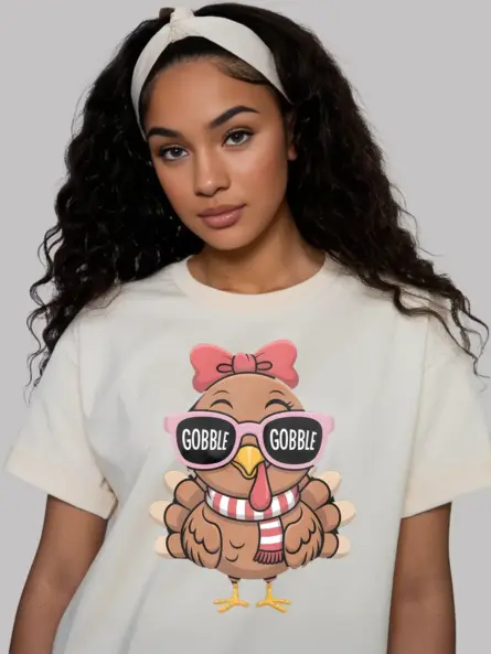 Girls Thanksgiving Shirt – Cute Pink Glasses Turkey Tee for Kids - Image 9