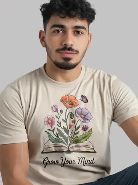 Inspiring Grow Your Mind T-Shirt – Botanical Book Lover Tee for Women - Image 9