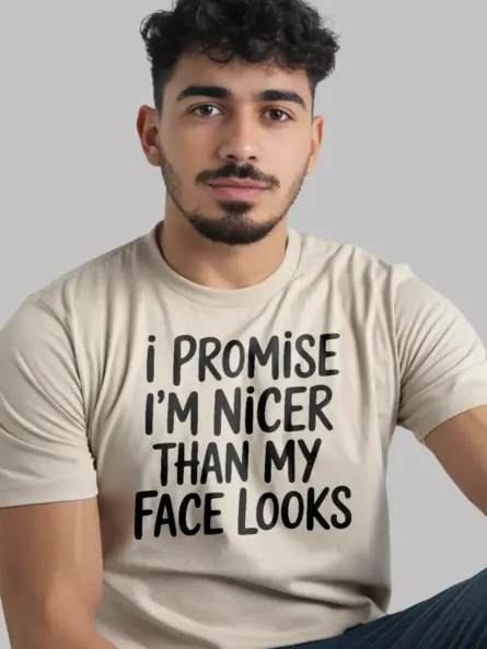 natural Shirt – I’m Nicer Than My Face Looks – resting face humor t-shirt