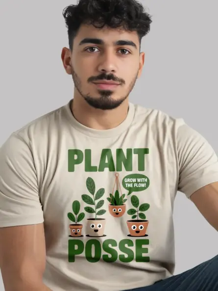 Minimalist Plant Parent T-Shirt – “Plant Posse” Cartoon Houseplant Tee - Image 9