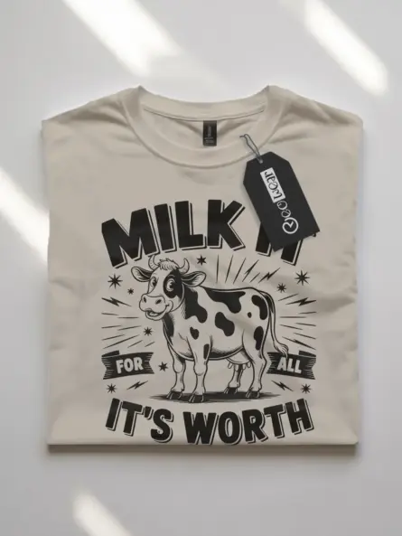 natural front view milk it for all its worth shirt cow pun graphic