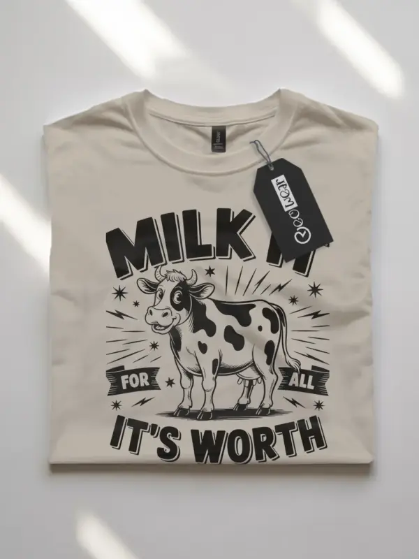 natural front view milk it for all its worth shirt cow pun graphic