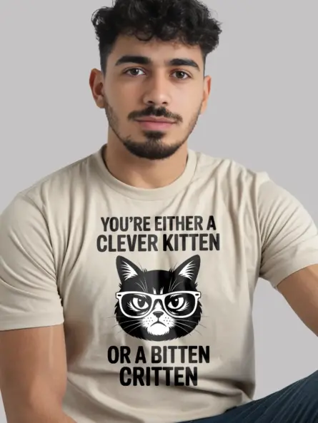 Witty Sarcastic Cat T-Shirt – Clever Kitten or Bitten Critten Tee - Image 9