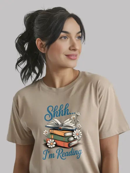 Shhh I'm Reading Shirt – Cozy Cottagecore Floral Tee for Book Lovers - Image 9