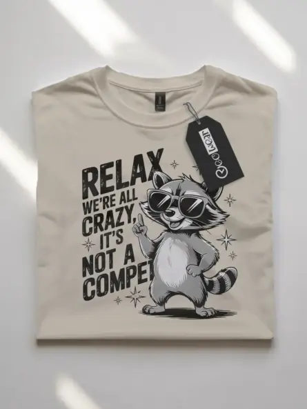 natural funny quote front view funny raccoon mental health t-shirt