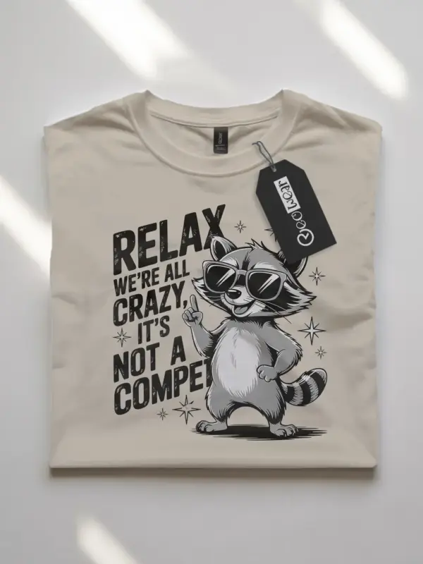 natural funny quote front view funny raccoon mental health t-shirt