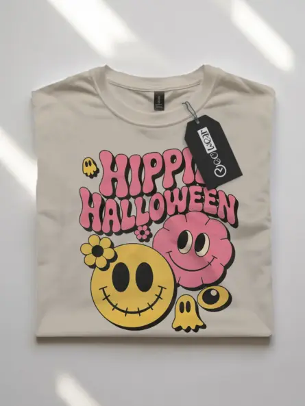Hippie Halloween T-Shirt – Retro Pastel Graphic Tee - Image 7