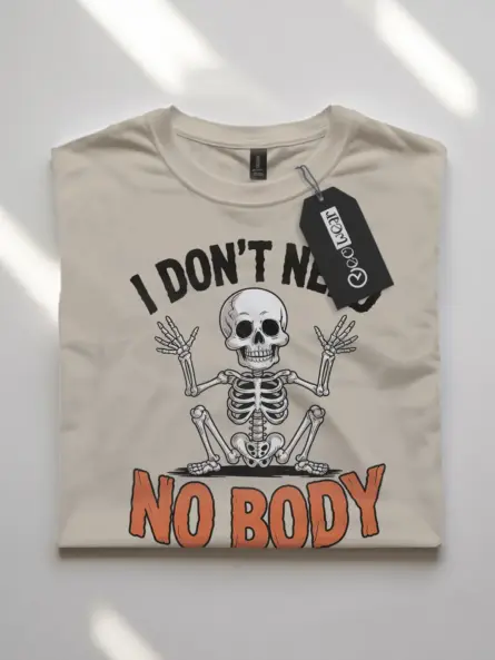 Natural front view – vintage funny skeleton pun t-shirt natural