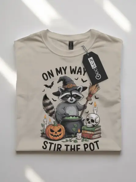 Hilarious Funny Raccoon Witch T-Shirt for Halloween - Image 7