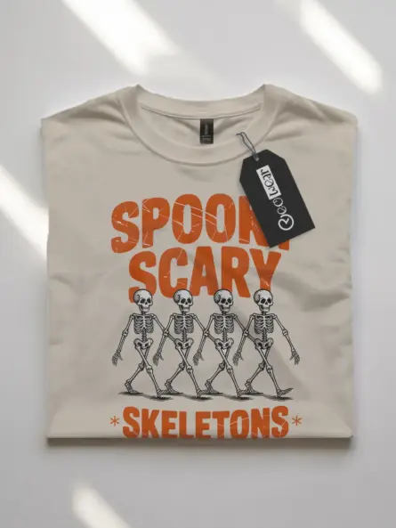Natural front view – spooky scary skeletons dancing skeleton Halloween t-shirt