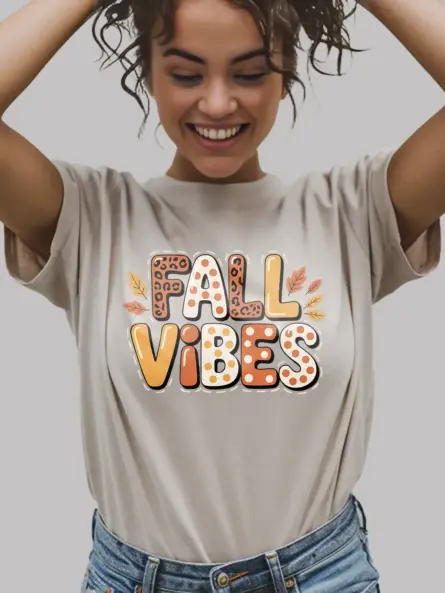 Trendy Fall Vibes T Shirt – Leopard & Polka Dot Autumn Top - Image 9