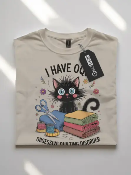 Funny Quilting T-Shirt – Obsessive Quilting Disorder Cat Tee for Crafters - Image 7