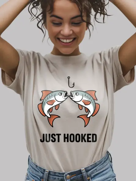 Just Hooked Shirt – Funny Romantic Fishing Tee for Couples - Image 9