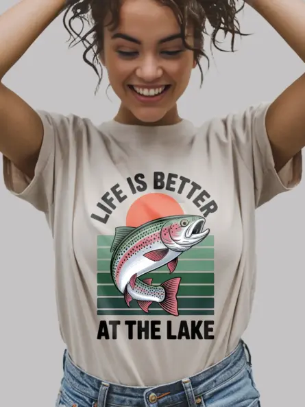 Lake Life T-Shirt – Vintage Rainbow Trout Tee for Outdoor Getaways - Image 8