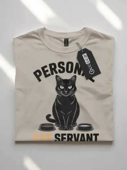 Funny Personal Cat Servant T-Shirt for Cat Lovers | Minimalist Gift Tee - Image 7