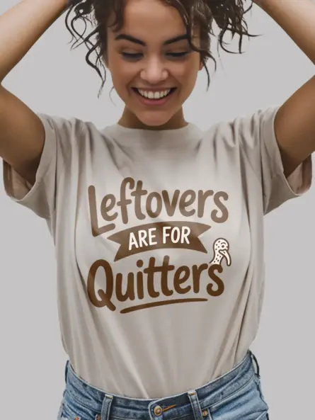 Thanksgiving Funny T-Shirt – “Leftovers Are for Quitters” Minimalist Tee - Image 9
