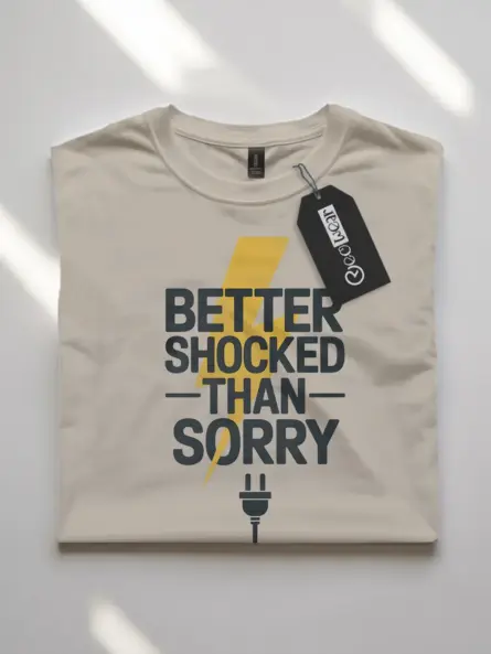 Natural Better Shocked Than Sorry Shirt – occupational safety clothing, retro graphic