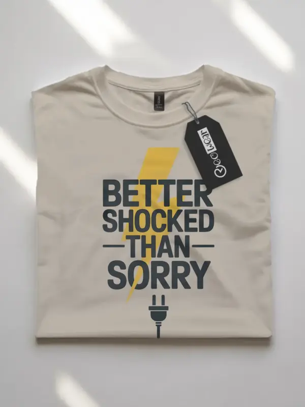 Natural Better Shocked Than Sorry Shirt – occupational safety clothing, retro graphic