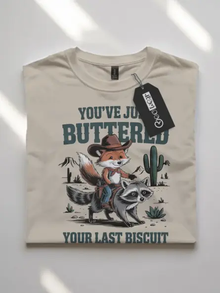 Funny Cowboy Animal T-Shirt You've Just Buttered - Image 7