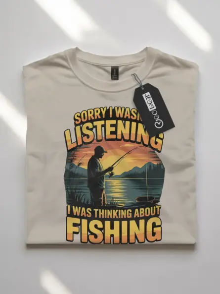 Funny Fishing T-Shirt for Men – “Sorry I Wasn’t Listening” Sunset Graphic - Image 8