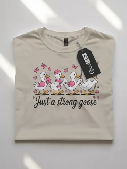 Just a Strong Goose Breast Cancer Shirt – Funny Pink Ribbon Tee - Image 4