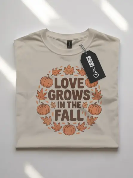 Love Grows in the Fall Shirt – Cozy Autumn Pumpkin Leaves Tee - Image 7