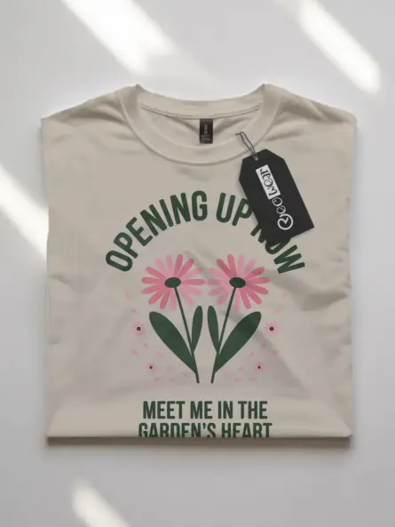 Minimalist Daisy Garden T-Shirt – Opening Up Now Floral Design - Image 7