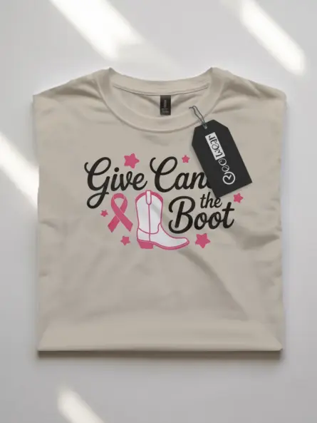 Pink Cowboy Boot Breast Cancer Shirt – Give Cancer the Boot Tee - Image 7