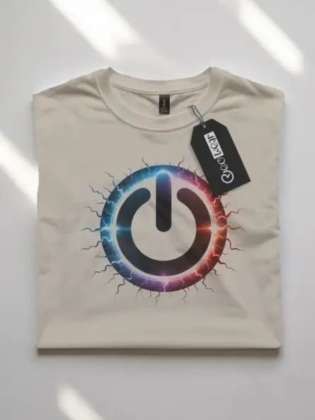 Power Button T-Shirt with Futuristic Electric Symbol - Image 7