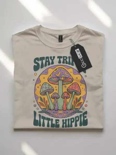 Trippy Mushroom Hippie T-Shirt Stay Trippy Little Hippie - Image 7