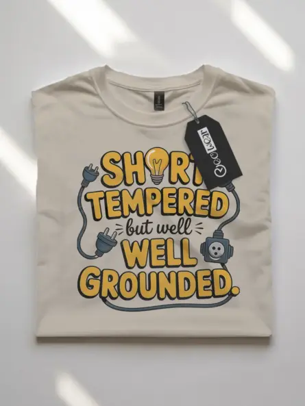 Well Grounded Electrician T-Shirt – Funny Short Tempered Cartoon Tee for Engineers - Image 4