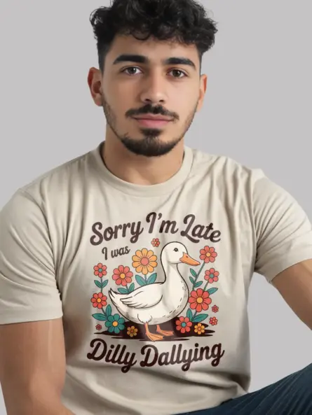 Vintage Duck Flower T-Shirt – Sorry I’m Late Dilly Dallying - Image 9