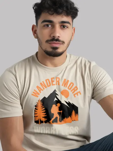 Wander More Worry Less T-Shirt – Vintage Hiking Mindfulness Tee - Image 9