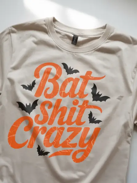 natural Shirt Lifestyle Shot – Bat Shit Crazy – funny bat Halloween t-shirt