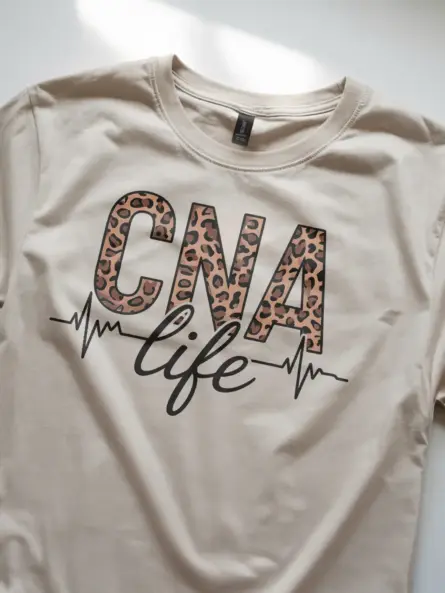 natural cna life leopard print shirt lifestyle photo for healthcare workers