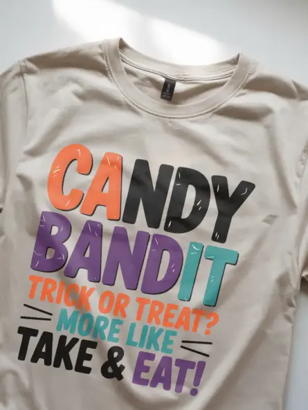 natural Lifestyle Shot – Candy Bandit – candy bandit kids Halloween t-shirt